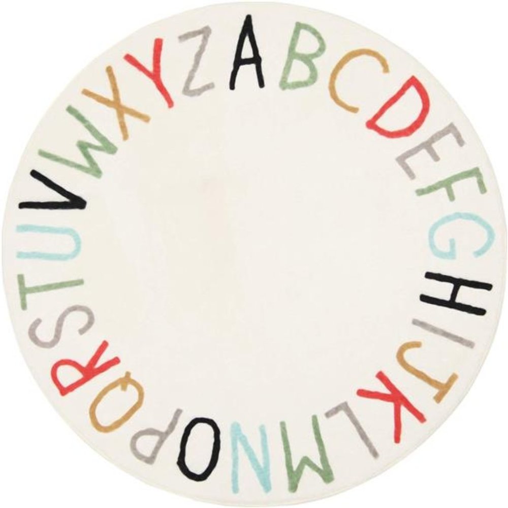 Rainbow Round Kids Play Rug Alphabet Nursery Area Rug Extra Large Soft Play Mat
